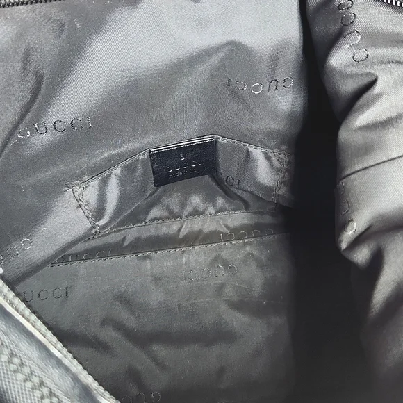 VTG Gucci Authentic 000062 Black Nylon Leather Handbag Shoulder Purse - Picture 11 of 16